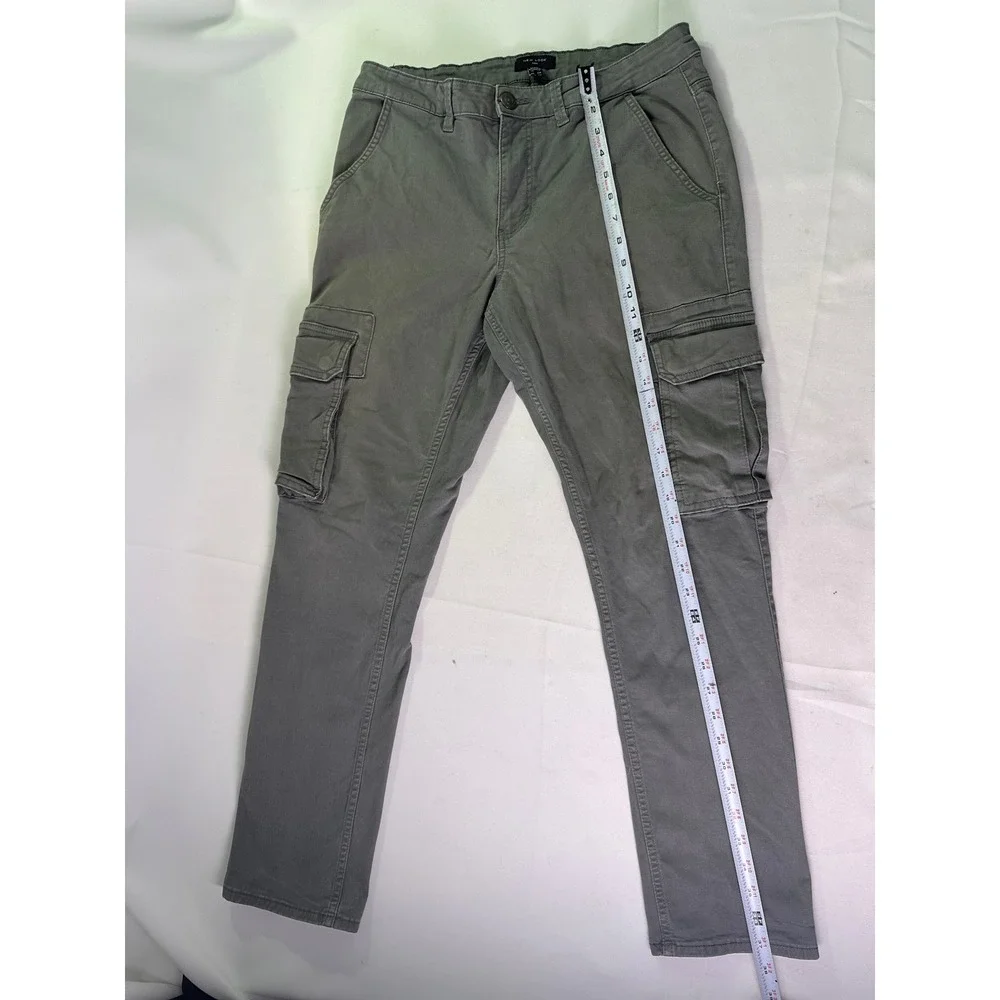 New Look Men Grey Cargo‎ Pants Streetwear Retro Y2K Slim Utility Trousers 32R